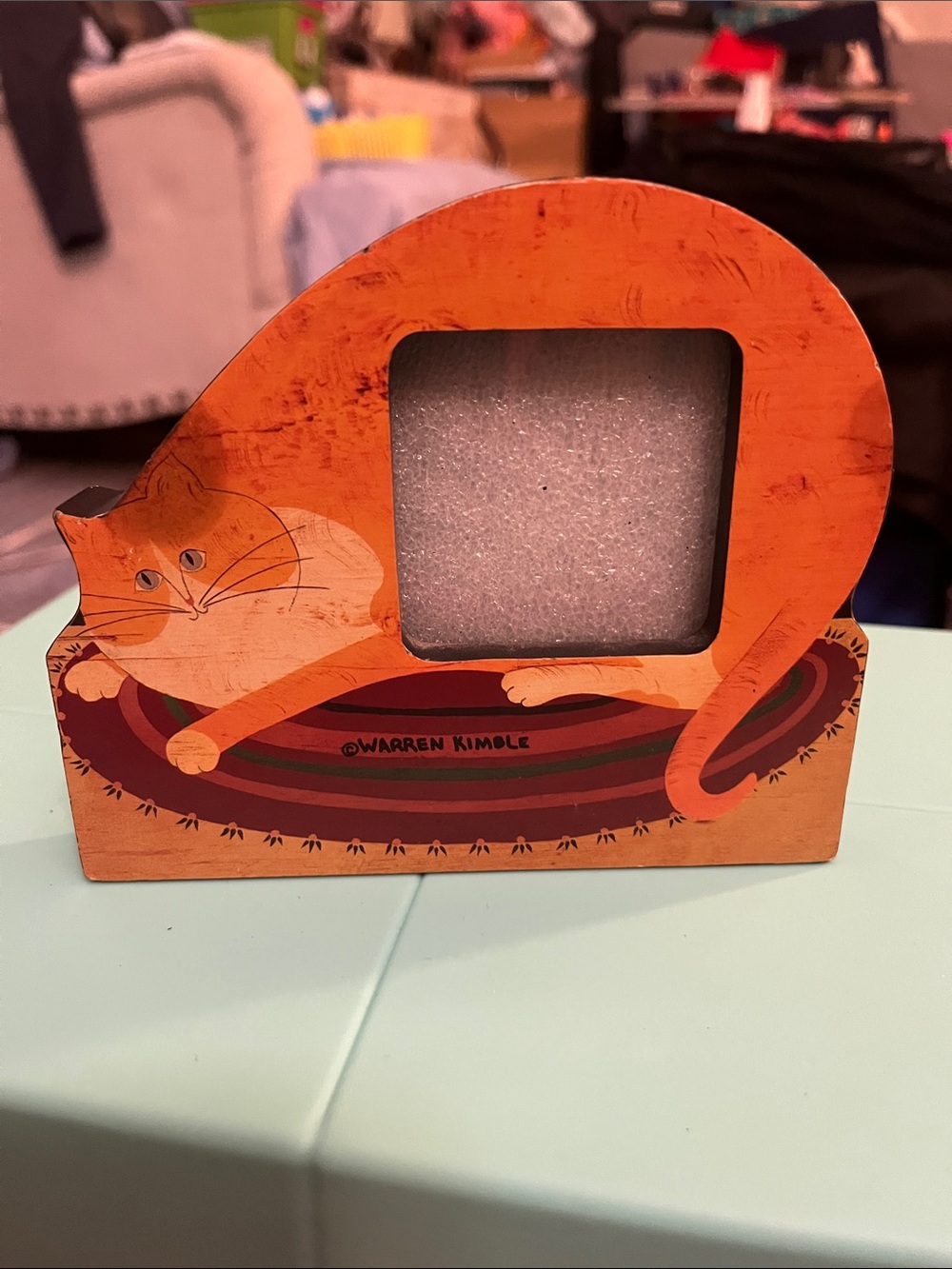 Fetco Orange Cat Wood Picture Frame